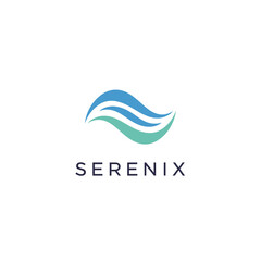 Fototapeta premium Serenex A modern and elegant logo featuring flowing waves in blue and green, perfect for wellness and spa brands