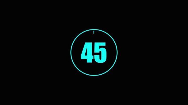 Animated Number 50 in Teal Circle on Black Background for Countdown Timer or Infographic animated text.