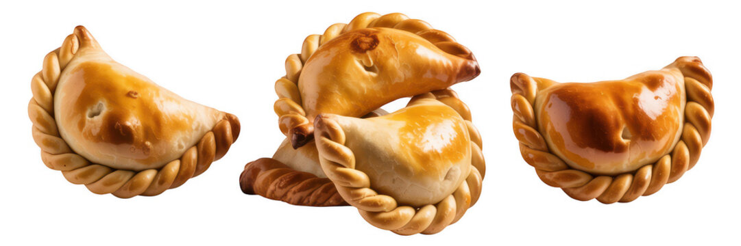 Three more empanadas food pastry snacks isolated on a transparent background