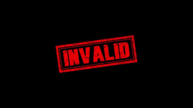 Invalid stamp design motion graphics. grunge rubber stamp impression animation. invalid distressed texture effect 4k video.