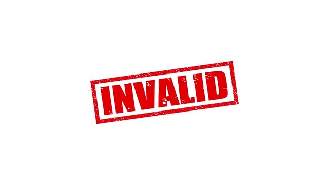 Invalid stamp design motion graphics. grunge rubber stamp impression animation. invalid distressed texture effect 4k video.