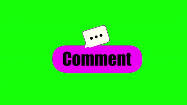 Comment Button with Speech Bubble on Green Screen &ndash; Social Media UI Element
