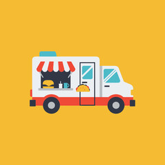Fototapeta premium Food truck side view illustration.