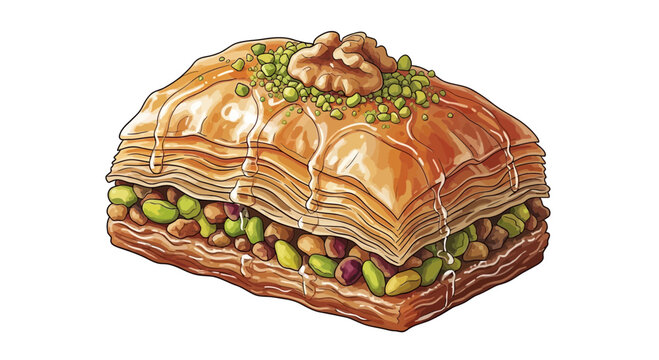 Delicious Baklava Pastry with Pistachios and Walnuts