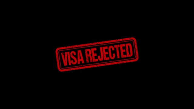 Visa Rejected stamp design motion graphics. grunge rubber stamp impression animation. visa rejected distressed texture effect 4k video.