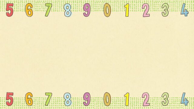 Hand drawn numbers border on paper texture loop