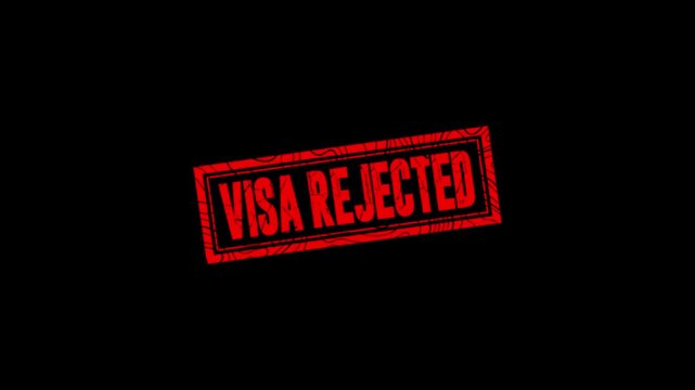Visa Rejected stamp design motion graphics. grunge rubber stamp impression animation. visa rejected distressed texture effect 4k video.