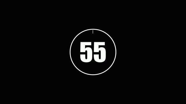 Number 60 in a white circle on black background, counting, numbering, numeric display, isolated numeral, minimalistic