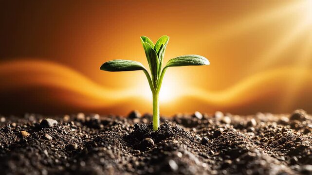Young plant sprouting from soil