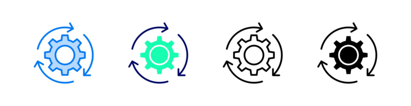 Continuous Multiple Style Icon Set Vector 