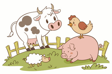 Fototapeta premium farm animals vector illustration