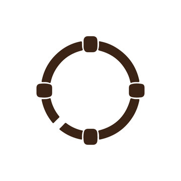 Minimalist Brown Incomplete Circle Icon With Four Connection Nodes