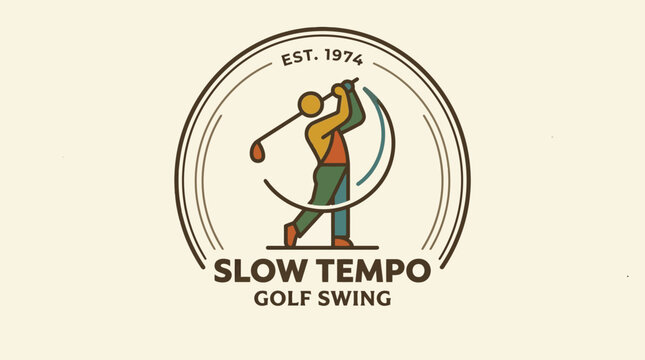 Slow tempo golf swing circular badge design