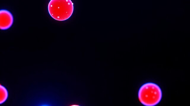 Glowing red cells forming a chain on a dark background
