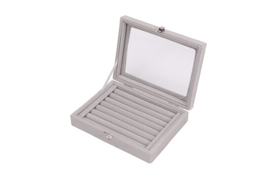 Gray Jewelry Box on White Background