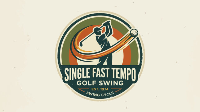 Vintage fast tempo golf swing circular logo