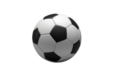 Fototapeta premium Soccer football ball with classic black and white pentagon and hexagon panels, ready for sports game action and competition, transparent background