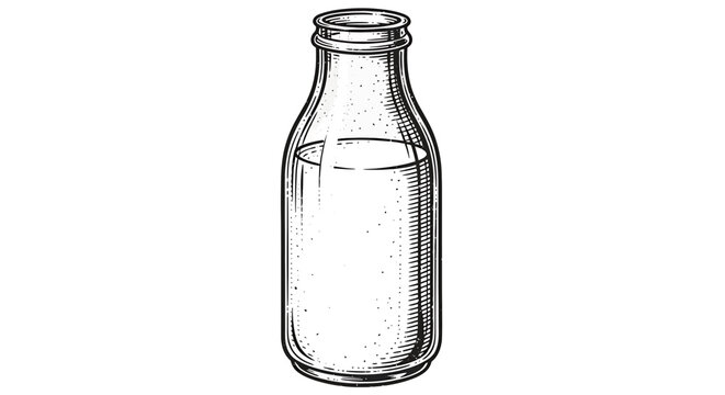 Vintage engraving style illustration of a glass milk bottle