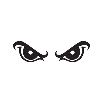 Angry evil eyes black silhouette vector illustration isolated on white background
