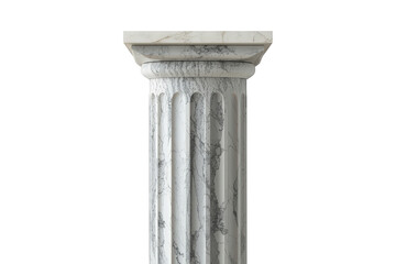 Obraz premium Classical white marble column with doric capital and fluted shaft, symbolizing strength, history, and support, on transparent background