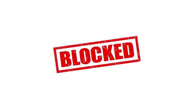 Blocked stamp design motion graphics. grunge rubber stamp impression animation. blocked distressed texture effect 4k video.