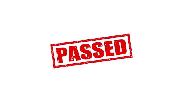 Passed stamp design motion graphics. grunge rubber stamp impression animation. passed distressed texture effect 4k video.