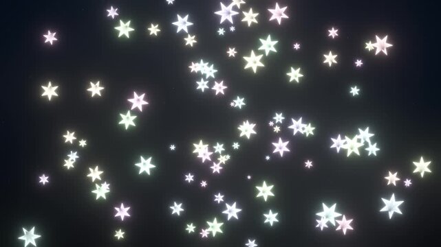 Glowing Six Pointed Stars Orbiting in a Spectrum Trail Animation