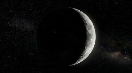 Naklejka premium Crescent Moon in the Night Sky with Stars.