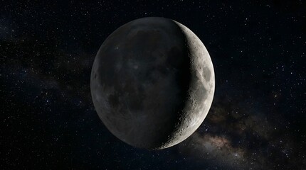 Fototapeta premium Waxing Crescent Moon in the Night Sky with Stars.