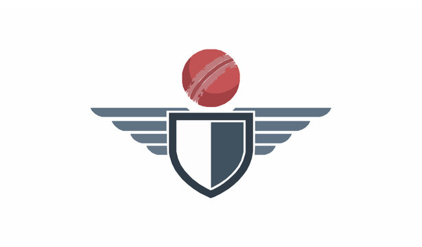 Cricket ball shield wings sports emblem vector logo