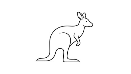 Fototapeta premium Line drawing of a kangaroo standing on a plain white background with a minimalist and simple design.