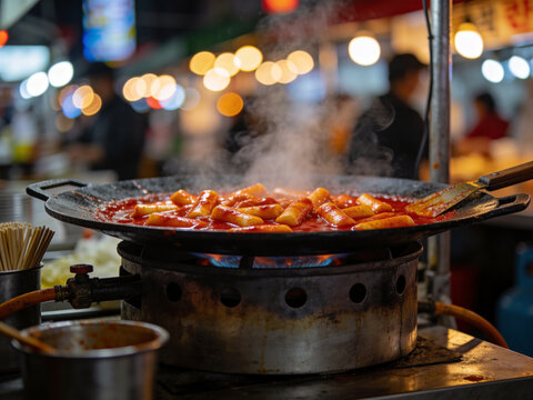 Delicious Authentic Korean Tteokbokki in Traditional Street Food Style