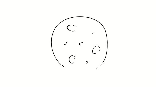 Space, planet, astronomy. Contour drawing, silhouett animation. Continuous line. Isolated on white. Video 4k object illustration self-drawing. Object construction. Minimalist continuous line drawing s