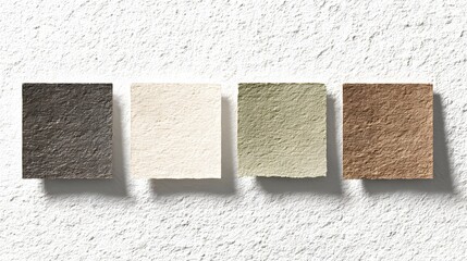 Fototapeta premium Four Square Swatches of Textured Material Samples.