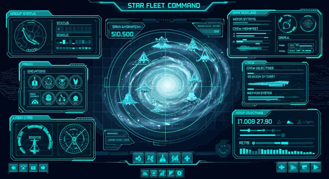 Futuristic Starfleet Command Holographic Display Interface.