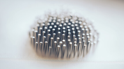 Fototapeta premium probes. Close-up of a metallic needle array forming a precise geometric pattern. safety posters, maintenance manuals, designed for precision metalworking and fabrication facilities.