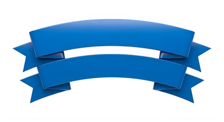Fototapeta premium Glossy blue ribbon banner, isolated on white background, elegant design element