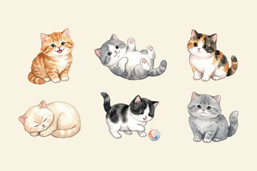 Fototapeta premium cute little kittens bundle collections
