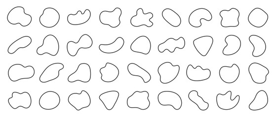 Naklejka premium Abstract Organic Blobs and Fluid Geometric Shapes with White Fill