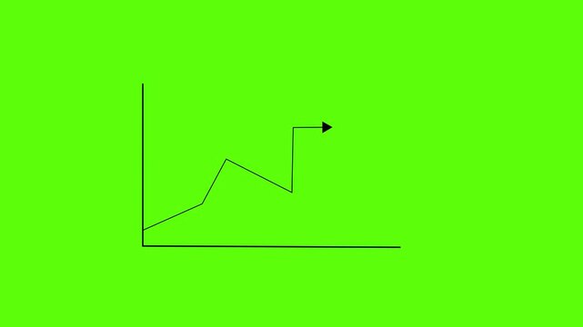 Simple black line graph with an upward trend on a green background