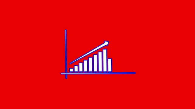 A simple line and bar graph illustration on a vibrant red background