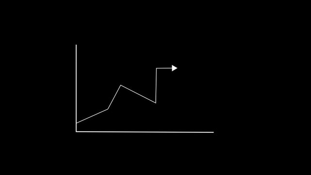 Simple white line graph on a black background depicting growth over time