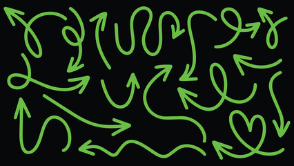 Obraz premium greem marker highlighters. Set of arrows, ovals and underlines. Emphasis shape for text design and hand drawn notes. Text highlighter pen, green marker, bold underlines and strokes.