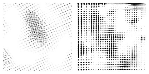 Fototapeta premium Vector halftone design with dot gradients forming abstract forms, minimalist art, graphic, digital illustration, composition, modern aesthetic, visual texture.