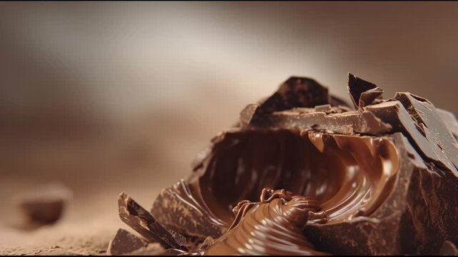 Molten Chocolate Break Macro Close Up