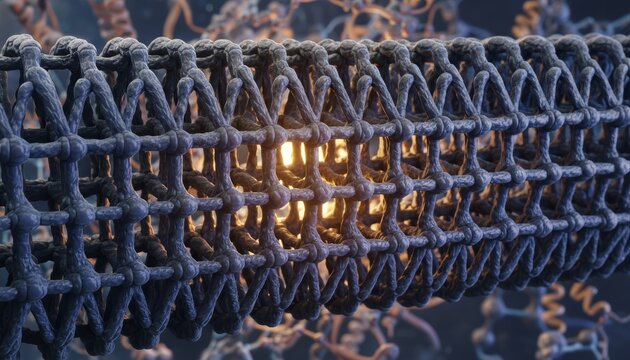Abstract Carbon Nanotube Structure Illuminated From Within Representing Nanotechnology And Advanced Materials Research