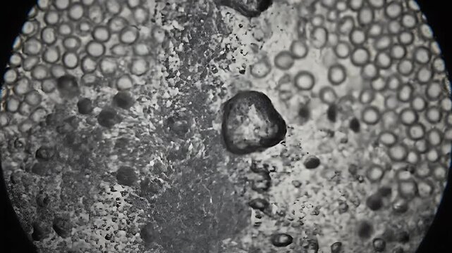 Dense yeast culture seen under microscope