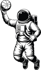 Astronaut Playing Basketball in Space Vector Illustration © Designer2.0