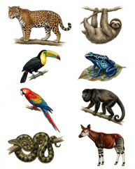 Fototapeta premium Illustration of rainforest species