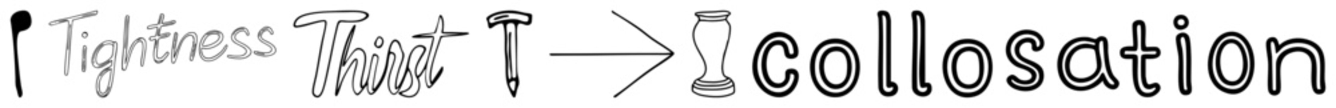 Visual linguistics diagram illustrating word pairing, lexical collocation, linguistic syntax, and semantic connection through arrows and script.